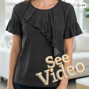 👛 (ANY 2/$20) RW&CO Plaid Pullover Blouse with Back Key Hole & Button Closure